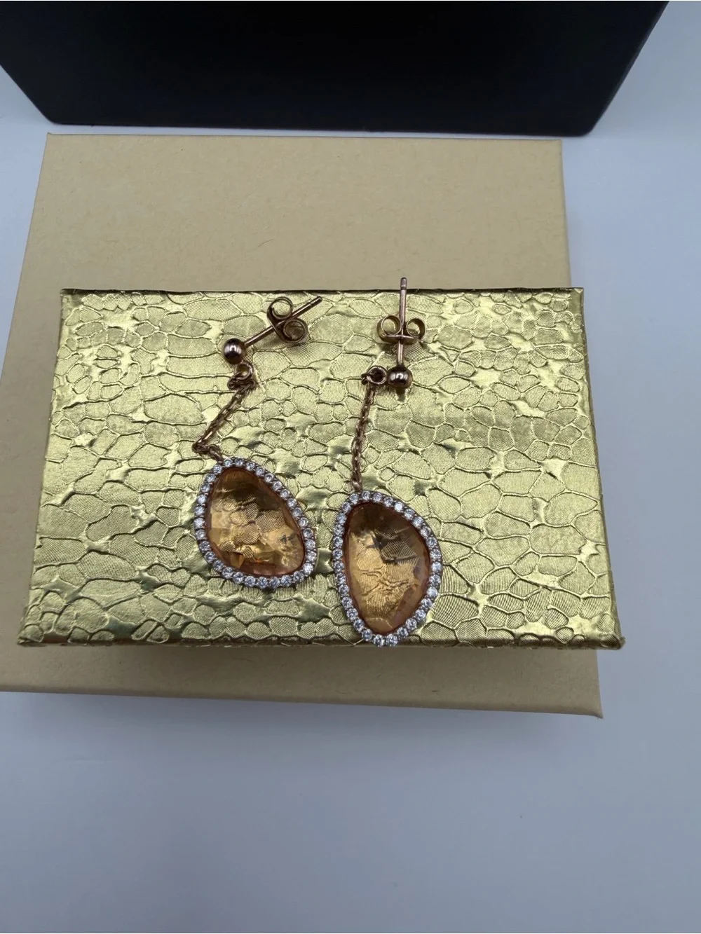 Genevive Rose Gold 18K plated silver Teardrop Dangle Earrings